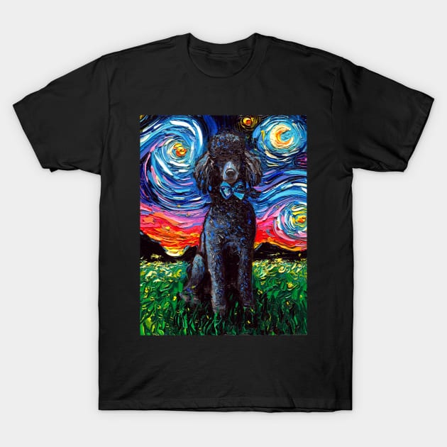 Black Poodle Night T-Shirt by sagittariusgallery